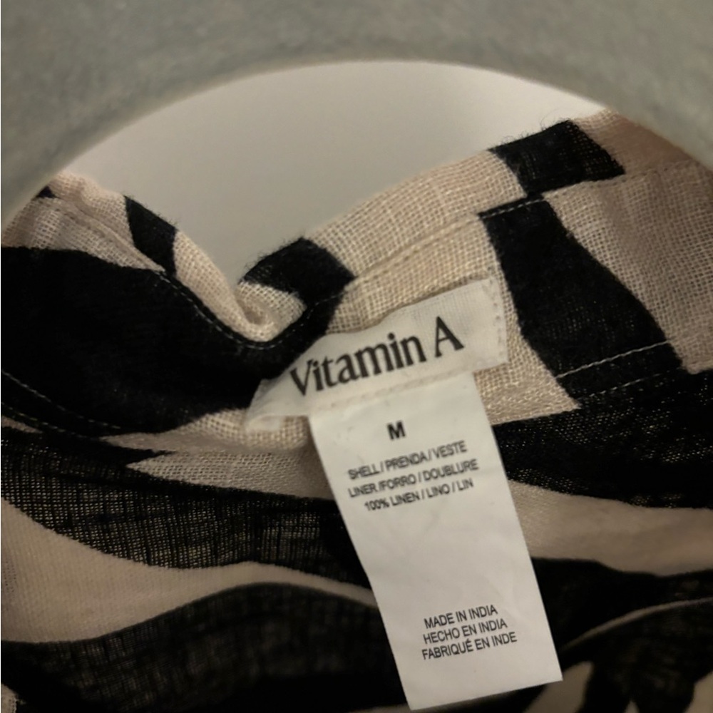 Vitamin A Black and White Graphic Button Down Shirt - Picture 3 of 3
